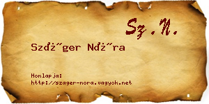 Száger Nóra névjegykártya